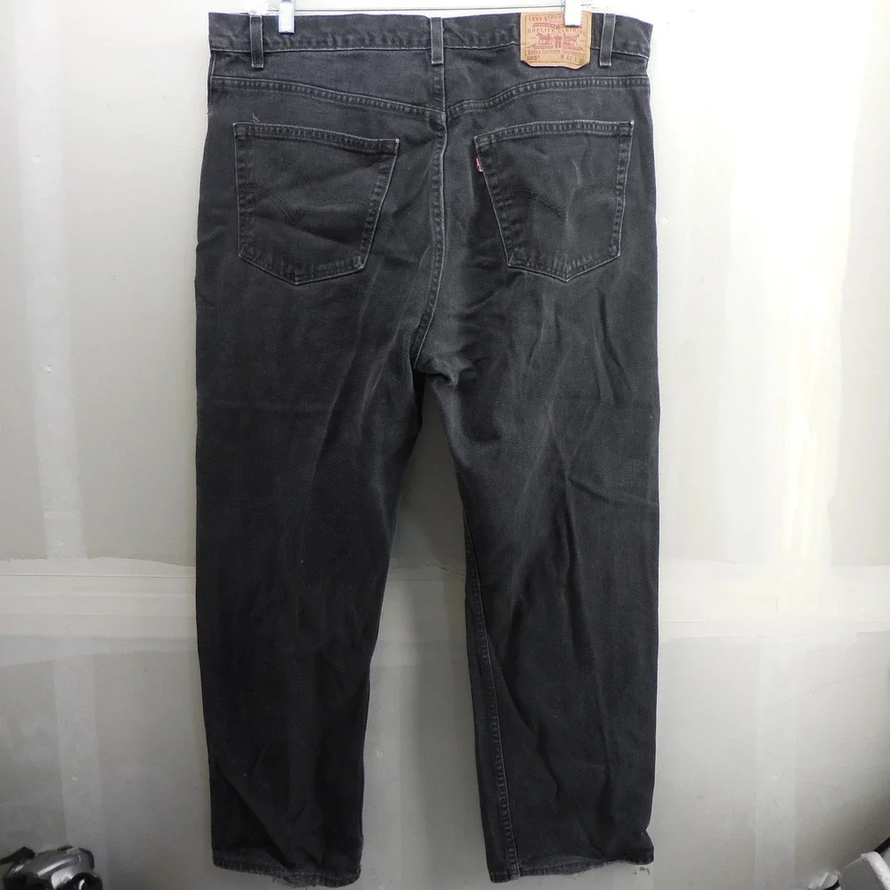 VTG Levis 505 Regular Fit Straight Leg Faded Black Denim Jeans Mens 42x30